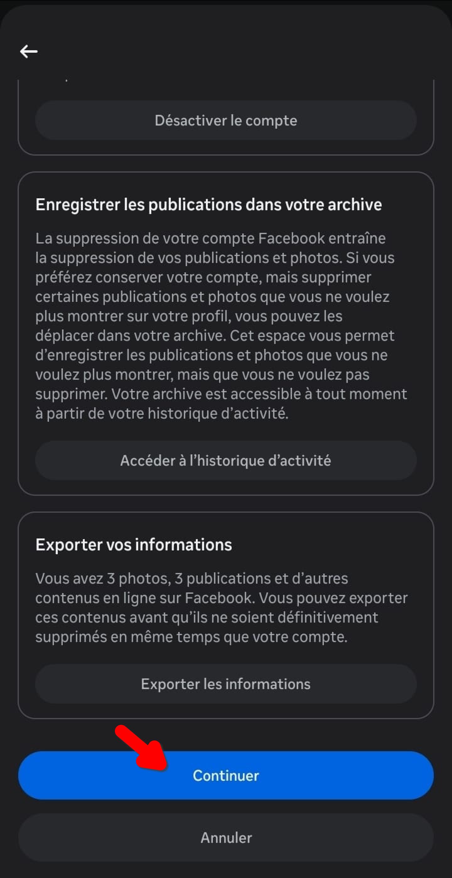 Options pour archiver ou exporter vos publications Facebook avant suppression