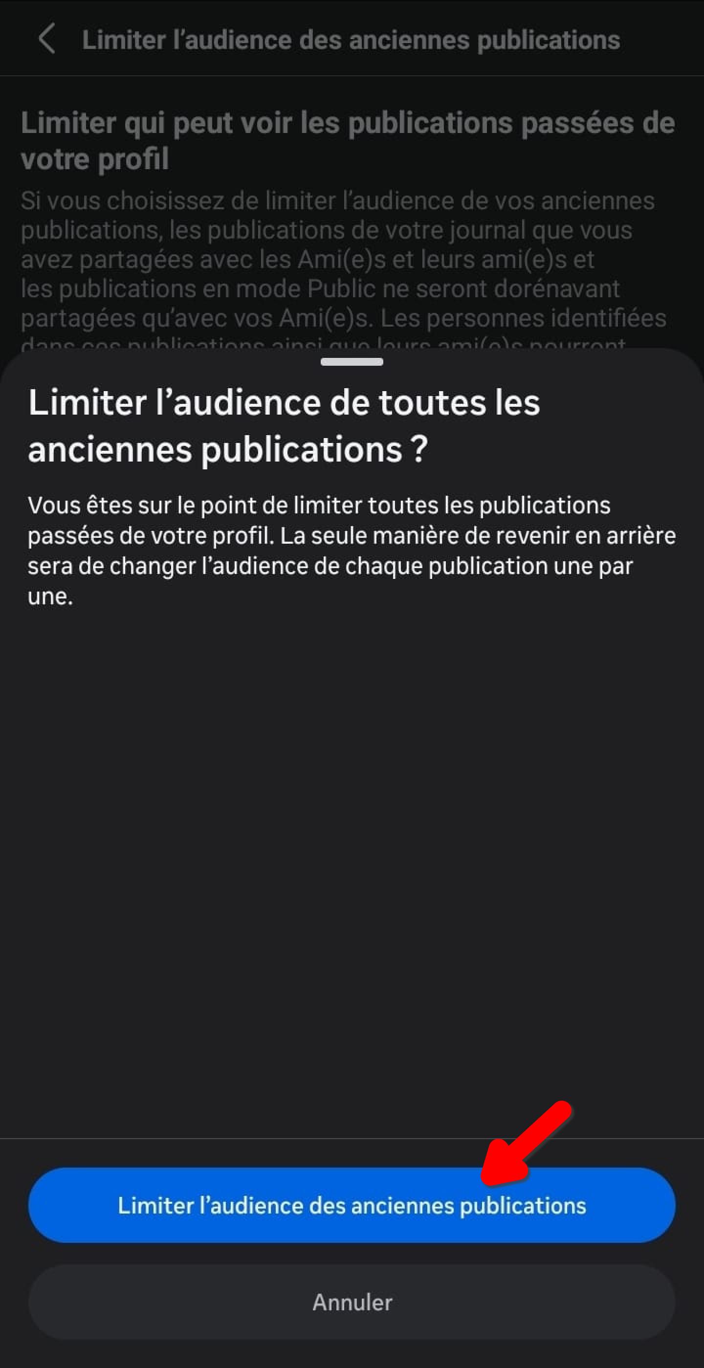 Confirmation de la limitation de l'audience des anciennes publications