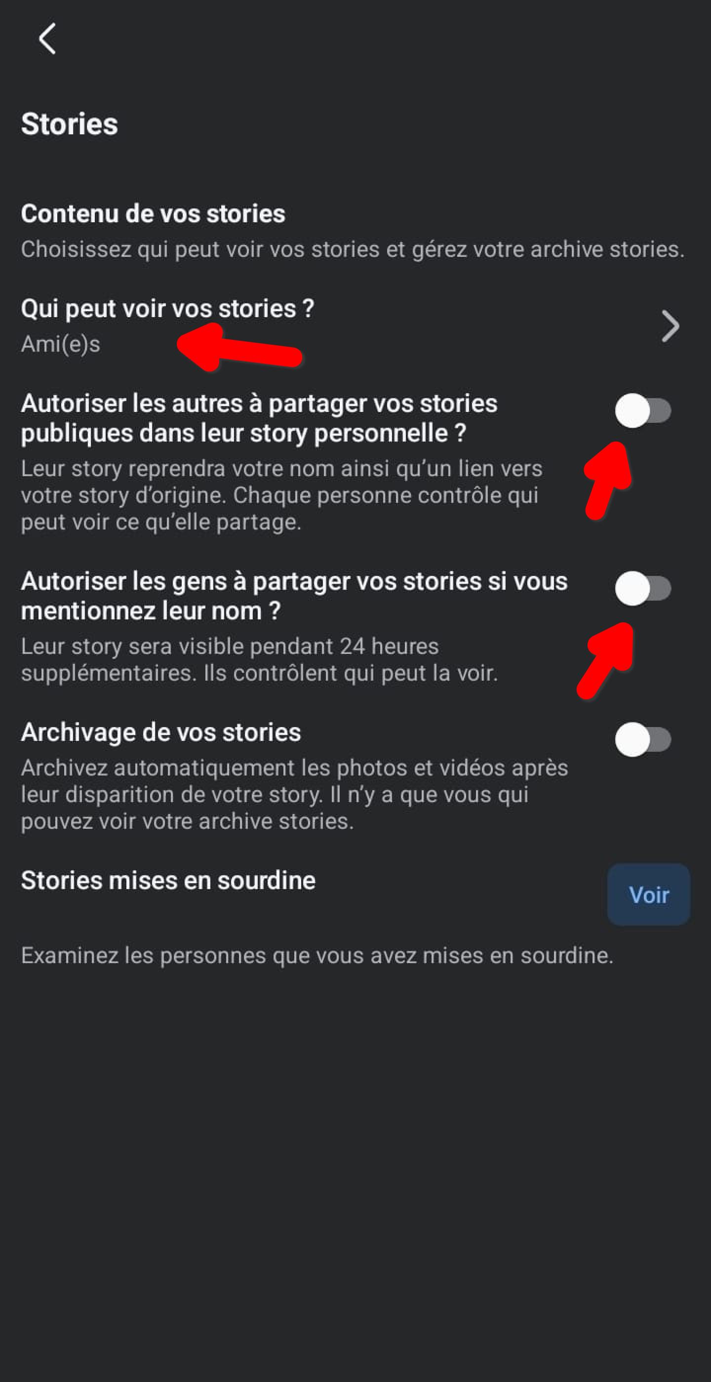Écran Stories Facebook, Qui peut voir vos stories